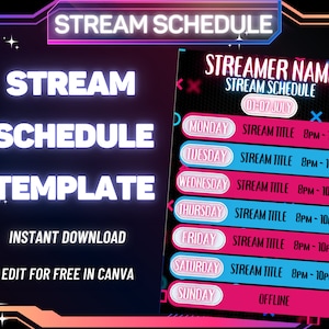 STREAM SCHEMA-sjabloon, Neon PS Stream-schema, Social Media Stream-schema, Streaming-schema, Twitch, Youtube, Kick, Facebook