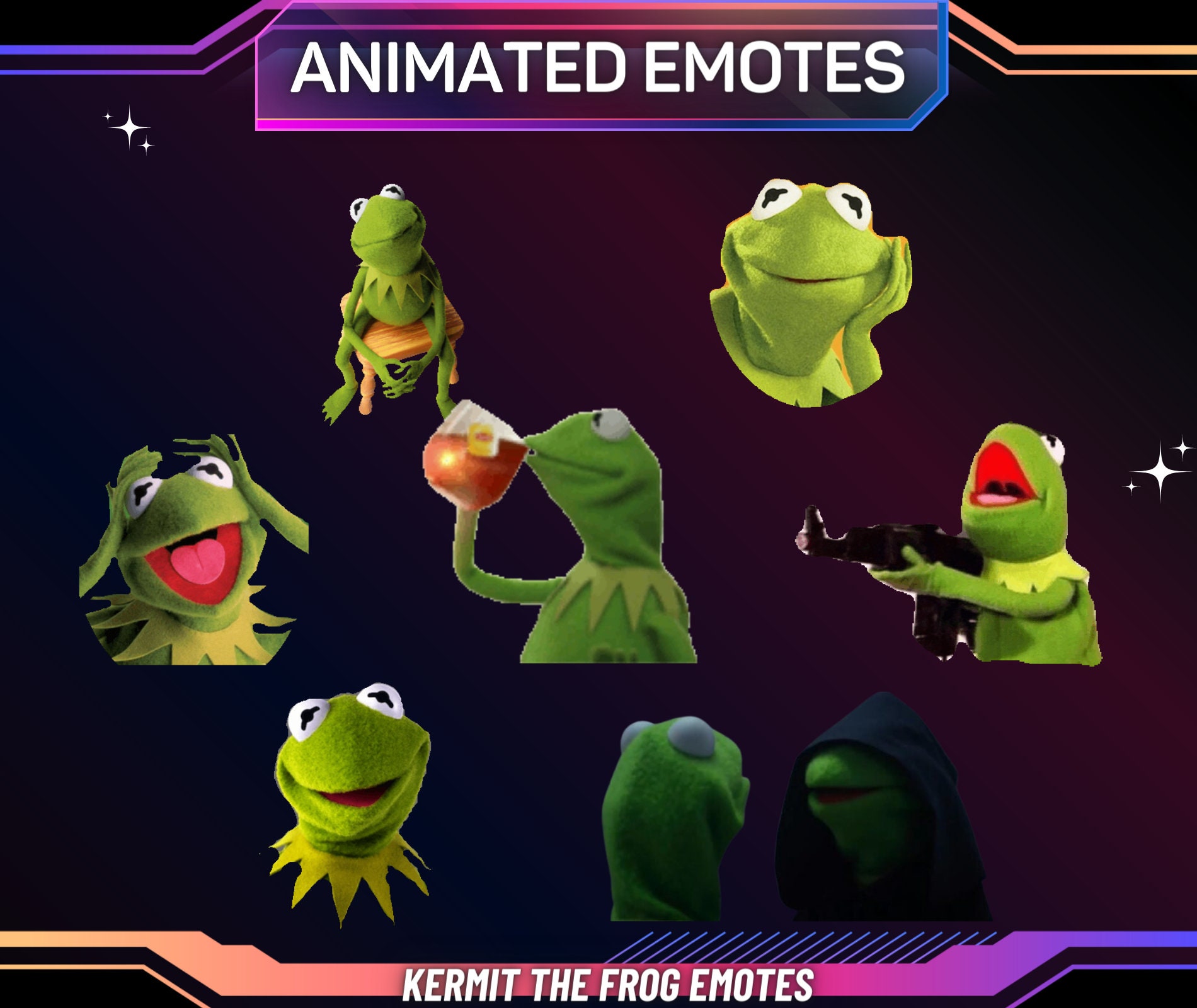 65 Pepega & Kermit Twitch Emotes Pack, Cute Frog Emotes, Pepe Memes Bundle,  Discord,  