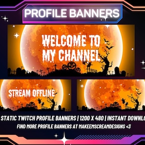 Twitch Profile Banners, Scary Profile Banners, Halloween Profile Banners, Orange Profile Banners, Instant Download, Halloween Twitch Banner