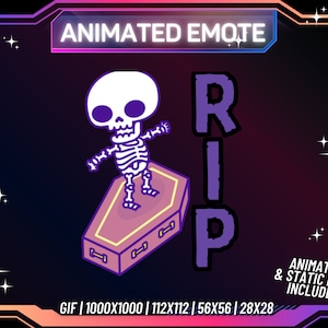 ANIMATED Twitch Emote, Skeleton Rip Emote, rip Emote, Twitch Emote, Funny emote, Discord Emote, Kick Emote, Youtube Emote,Funny Twitch Emote