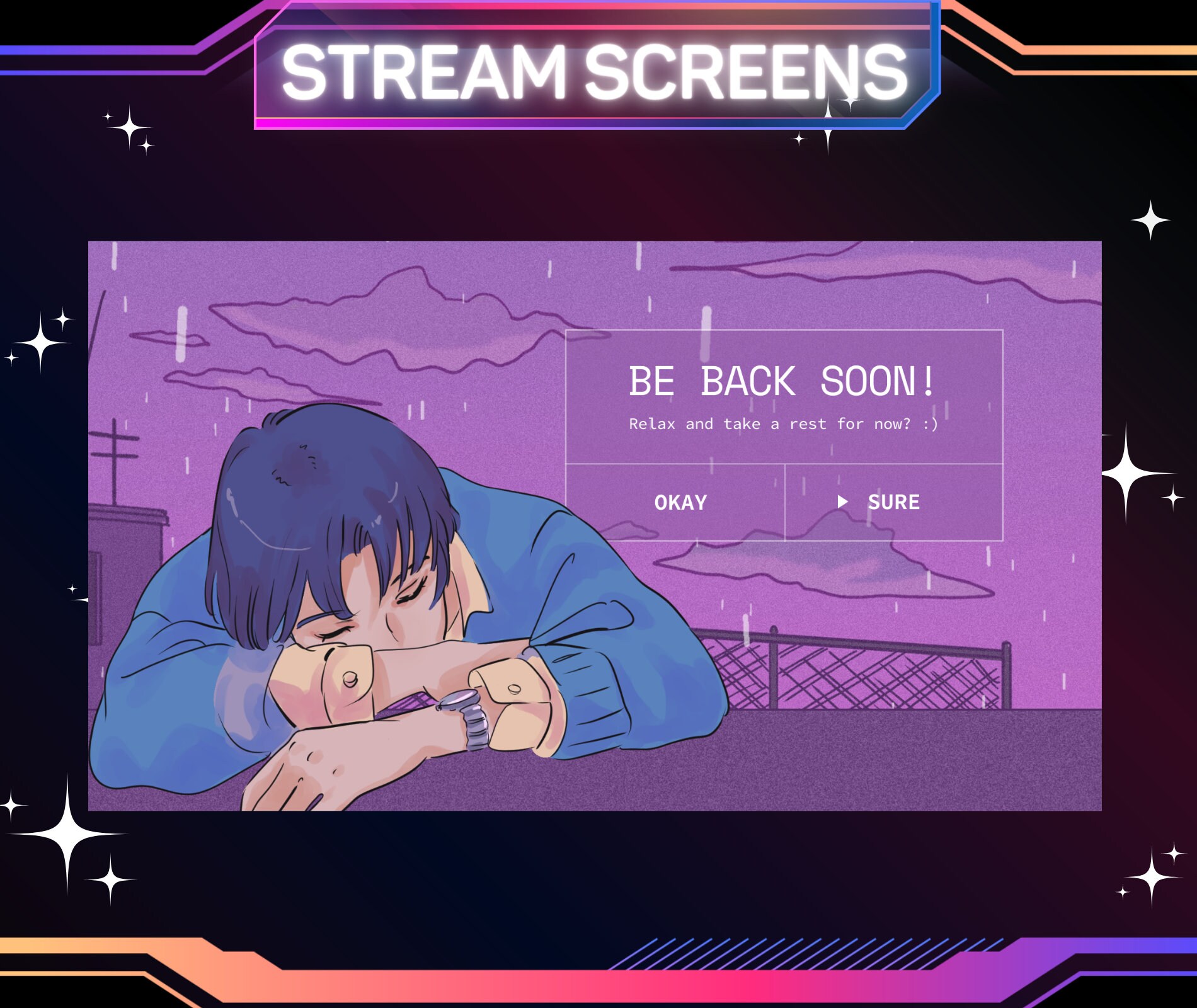 Stream Line Anim Animated Kawaii Anime Stream Screens | Twitch, Youtube (MP4 & PNG) - Etsy