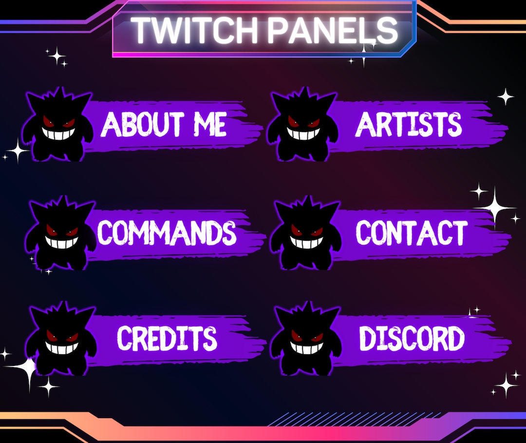 30 X Twitch Panels, Gengar Panels, Stream Panels, Cute Gengar Ready to