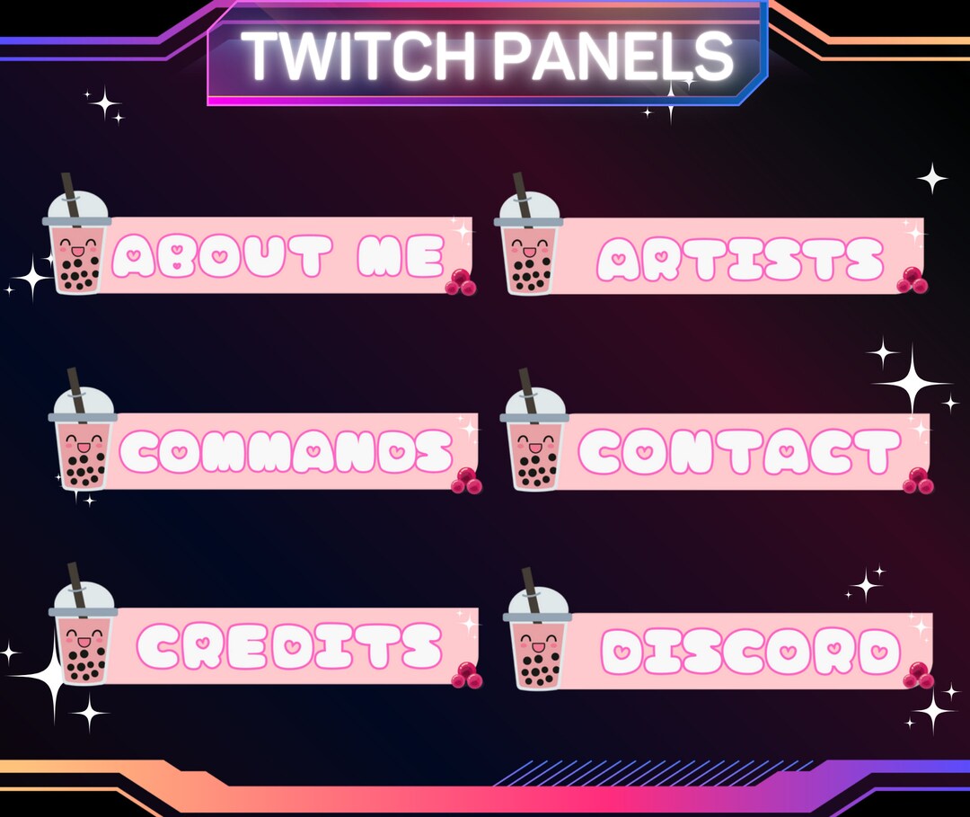 30 X Cute Boba Twitch Panels Stream Panels Twitch Panels Ready to Use ...