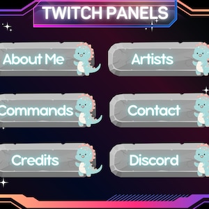 30 x Cute Dinosaur Twitch Panels | Streaming Panels | Twitch | Kick | Youtube | Basic Stream Panels | Instant Download | Streamer