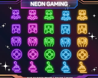 Neon Gaming Sub Badges | Twitch, Kick Emotes (Instant Download)