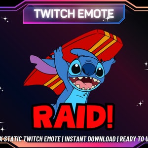 1 Twitch Emote | Stitch Twitch Emote | Kick Emote | Funny Emote | Cute Twitch Emote | Instant Download | Ready To Use | For Streamers | Raid