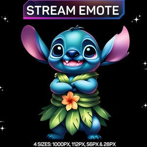 1 Twitch Emote, Stitch Emote, Hula Skirt Stitch Emote, Cute Stitch Emote, Discord Emote, Kick Emote, For Streamers, Instant Download