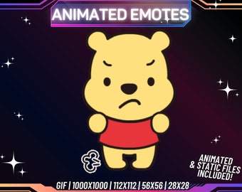 Animated Twitch Emote, Angry Pooh Bear Emote, Cute Twitch Emote | PNG | Transparent Background | Streaming Emote | Instant Download