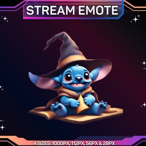 1 Twitch Emote, Stitch Emote, Witch Dress Up Stitch Emote, Cute Stitch Emote, Discord Emote, Kick Emote, For Streamers, Instant Download