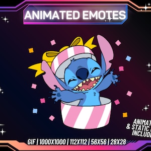 Emote animado de Twitch, Emote de Stitch, Emote de regalo de Stitch, Emote de Twitch / PNG / Fondo transparente / Emote de transmisión / Descarga instantánea