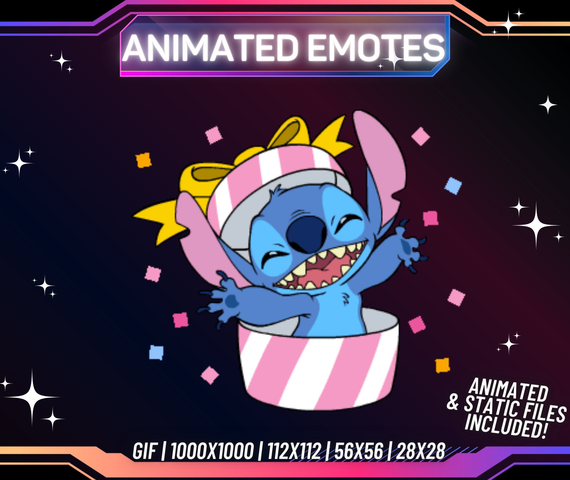 Animated Twitch Emote, Stitch Emote, Gift Stitch Emote, Twitch Emote | PNG | Transparent Background | Streaming Emote | Instant Download