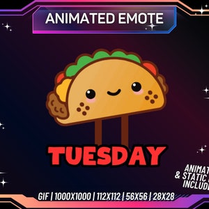 Animated Twitch Emote,  Taco Tuesday Emote, Taco Emote, Twitch Emote | PNG | Transparent Background | Streaming Emote | Instant Download