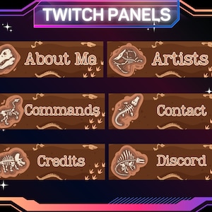 30 x Dinosaur Twitch Panels | Stream Panels | Twitch Panels | Ready To Use | Instant Download | For Streamers | PNG | Transparent | Panels