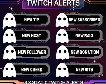 8 x Animated Twitch Alerts | Twitch Alerts Pack | Twitch Alerts | Instant Download | Animated | Twitch Ghost Alerts | Cute Ghost | GIF