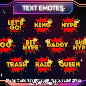 10 x Text Emotes | Twitch Emotes | Kick Emotes | Discord Emotes | Youtube Emotes | Text Emotes | Twitch Sub Emotes | Instant Download