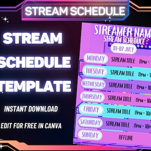 STREAM SCHEMA sjabloon, Retro Arcade Stream schema, Social Media Stream schema, streaming schema, Twitch, Youtube, Kick, Facebook