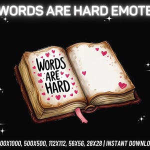 Words Are Hard-emote, Twitch-emote, Kick-emote, Discord-emote, YouTube-emote, grappige Twitch-emote, streamer-emote, directe png-download