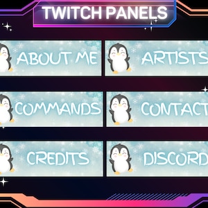 30 x Cute Penguin Twitch Panels | Streaming Panels | Twitch | Kick | Youtube | Basic Stream Panels | Instant Download | Streamer