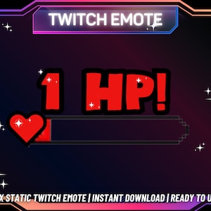 1 Twitch Emote | 1HP Twitch Emote | Kick Emote | Funny Emote | Cute Twitch Emote | Instant Download | Ready To Use | For Streamers