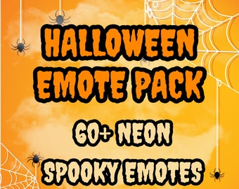 ハロウィン ネオン エモート パック、60 種類以上の不気味な Twitch エモート (PNG)