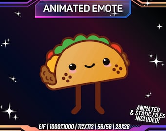 Animiertes Twitch Emote, Tanzender Taco Emote, Taco Emote, Twitch Emote | PNG | Transparenter Hintergrund | Gesticktes Emote | Sofort Download