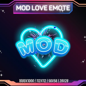 Emote Amore Mod Neon Blu / Emote Twitch / Emote Calcio / Emote Discordia / Emote Youtube / Emote Statica / Emote Streamer / Download PNG istantaneo