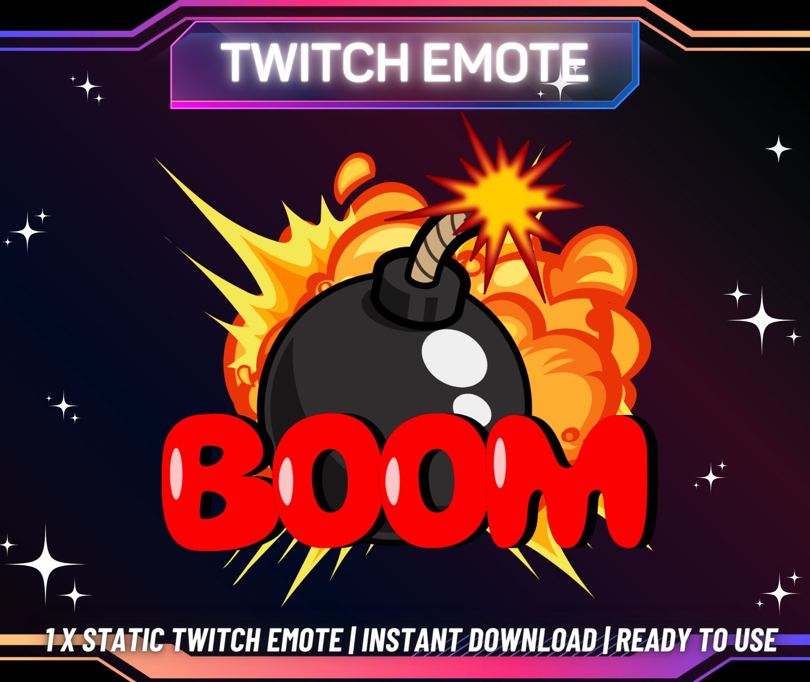 1 X Boom Twitch Emote, Discord Emote, Kick Emote, Youtube Emote, Funny Emote, Streaming Emote