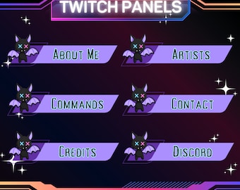 30 x Cute Bat Twitch Panels | Stream Panels | Twitch Panels | Ready To Use | Instant Download | For Streamers | PNG | Transparent | Panels