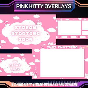 Pink Kitty Twitch Overlays | Static Twitch Overlays | Twitch  Overlays | Overlay Pack | Cute overlays | Kick Overlays | Streaming Overlays