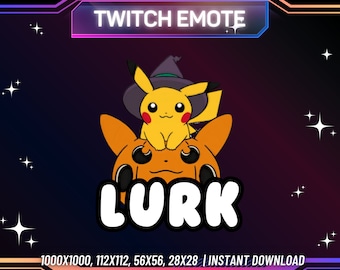 Pikachu Twitch Emote | Halloween Lurk Emote (Instant Download)
