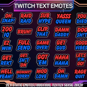 Twitch Emote Pack, 25 x Twitch Text Emotes, lustige Twitch Emotes, lustiges Twitch Emote Pack, für Streamer, Instant Download, Emote Twitch