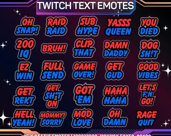 Funny Twitch Text Emote Pack for Streamers (Instant Download)
