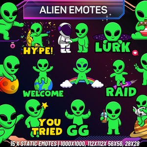 Twitch Emote Pack | 15 Cute Alien Emotes | Twitch Emotes | Kick Emotes | Discord Emotes | Youtube Emotes | Alien Emotes | Funny Alien Emotes