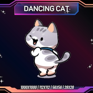 Animiertes Twitch Emote, Tanzende Kitty Emote, Twitch Emote | PNG | Transparenter Hintergrund | Streaming Emote | Sofort Download | Gebrauchsfertig