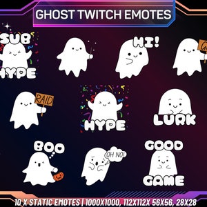 Twitch Emote Pack | 10 Cute Ghost Emotes | Twitch Emotes | Kick Emotes | Discord Emotes | Youtube Emotes | Ghost Emotes | Cute Ghost