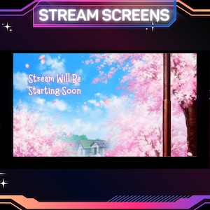 5 ANIMATED Sakura Stream Screens | Starting Soon | Be Right Back | Stream Offline | Streamer Screens | Twitch Stream Screens |Cherry Blossom