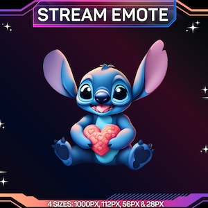 1 Twitch Emote, Stitch Emote, Stitch Love Emote, süßes Love Stitch Emote, Discord Emote, Kick Emote, für Streamer, Sofortiger Download