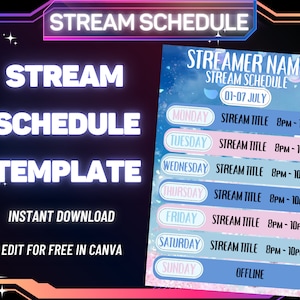 STREAM SCHEMA sjabloon, roze bloemen stream schema, sociale media stream schema, streaming schema, Twitch, Youtube, Kick, Facebook