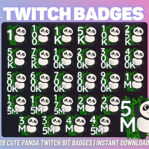 28 x Cute Panda Bit Badges for Twitch | Twitch Bit Badges | Twitch Tier Badges | Panda Bit Badges | Twitch Emotes | Panda Twitch