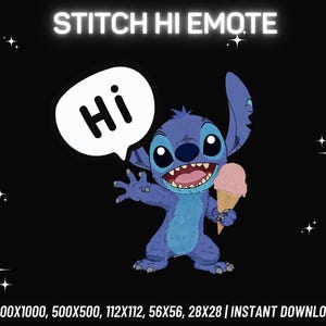 Stitch Hi Emote | Twitch Emote | Kick Emote | Discord Emote | Youtube Emote | Funny Twitch Emote | Streamer Emote | Instant PNG Download