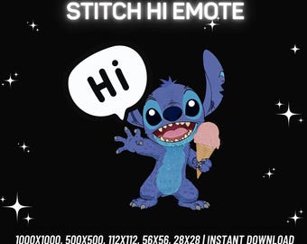 Stitch Hi Emote | Funny Twitch/Discord Emote (Instant PNG Download)