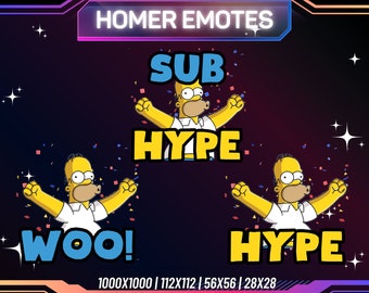 Animated Twitch Emotes, Homer Emotes, Hype Emotes, Funny Twitch Emote | PNG | Transparent Background | Streaming Emote | Instant Download