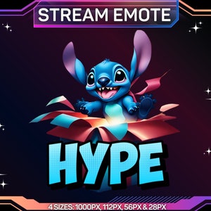 1 Twitch Emote, Stitch Emote, Stitch Hype Emote, Hype Emote, Stitch Emote, Discord Emote, Kick Emote, Für Streamer, Instant Download