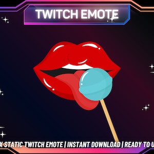 1 Twitch Emote | Lips Twitch Emote | Lollipop Emote | Funny Emote | Cute Twitch Emote | Instant Download | Ready To Use | For Streamers |