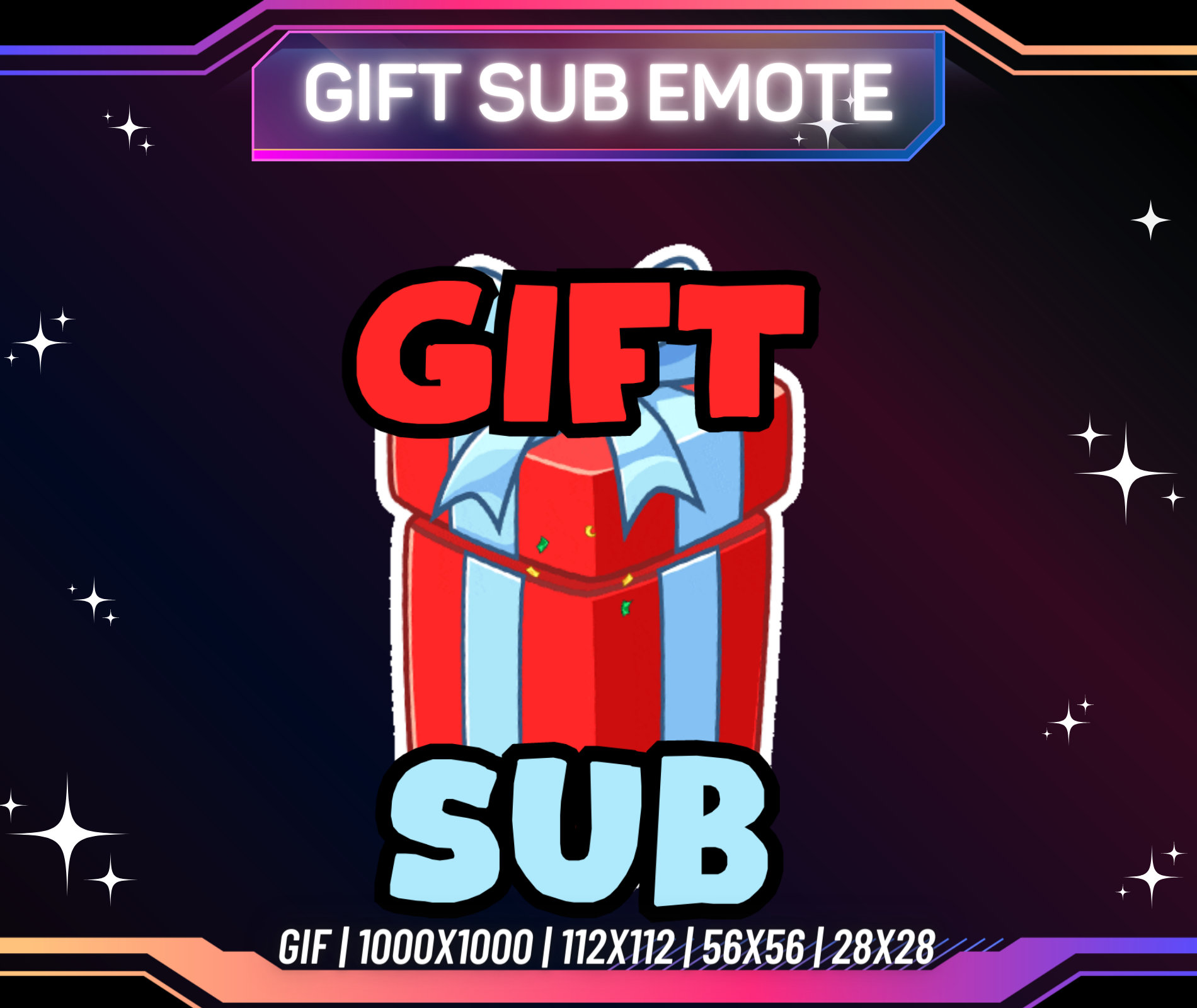Animated Twitch Emote, Gift Sub, Sub Emote, Twitch Emote PNG
