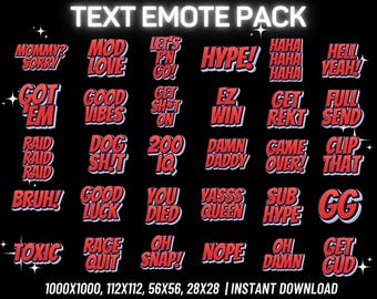 Funny Twitch Text Emote Pack, For Streamers (Instant Download)