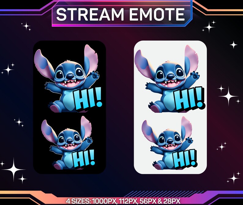 1 Twitch Emote, Stitch Emote, Stitch Hi Emote, Hi Emote, Cute Stitch ...