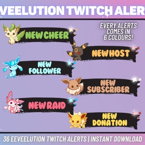 MEGAPACK! 36 Eeveelutions Twitch Alerts Pack | Twitch Alerts | Eevee Evolutions | Eevee Alerts | Kick Alerts | Streaming Alerts | Youtube