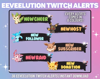Eeveelution Twitch Alerts MEGA Pack | 36 Eevee Evolutions (Instant Download)