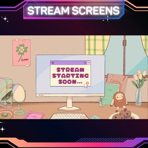 ANIMATED Kawaii Pastel Stream Screens | Starting Soon | Be Right Back | Stream Offline | Streamer Screens | Twitch Stream Screens
